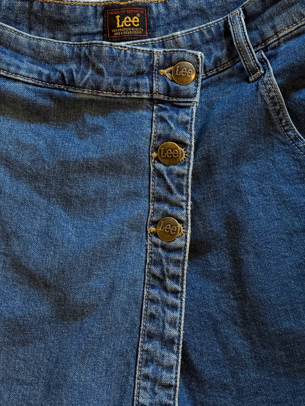 Lee High Rise Denim Retro Skort Size 6 Wrap Front Button Mini Skirt Shorts Y2K - Picture 10 of 10